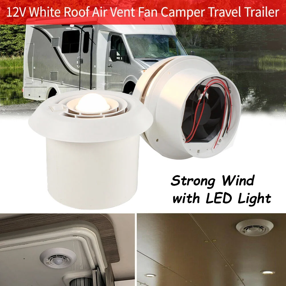 12V RV Roof Ventilation Ceiling Exhaust Fan Air Vent Grille Strong Wind Fan with LED Light for Caravan Motorhome Trailer