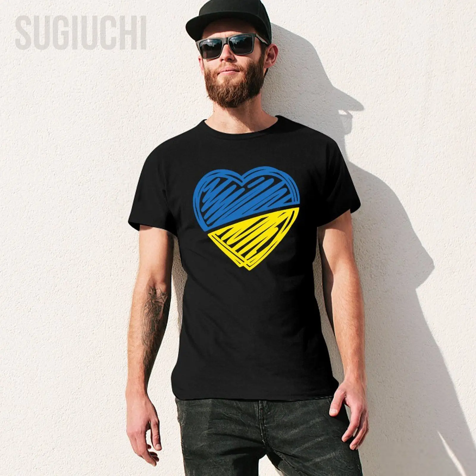 Unisex Men Vintage Love UKRAINE Flag Tshirt Tees T Shirts Women Boys 100% Cotton T-Shirt