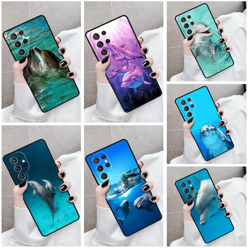 Phone Case For Samsung Galaxy S24 S23 S21fe S22 Ultra Plus Note 10 20 S8 S9 S10 Cover Dolphin Cute Sea life