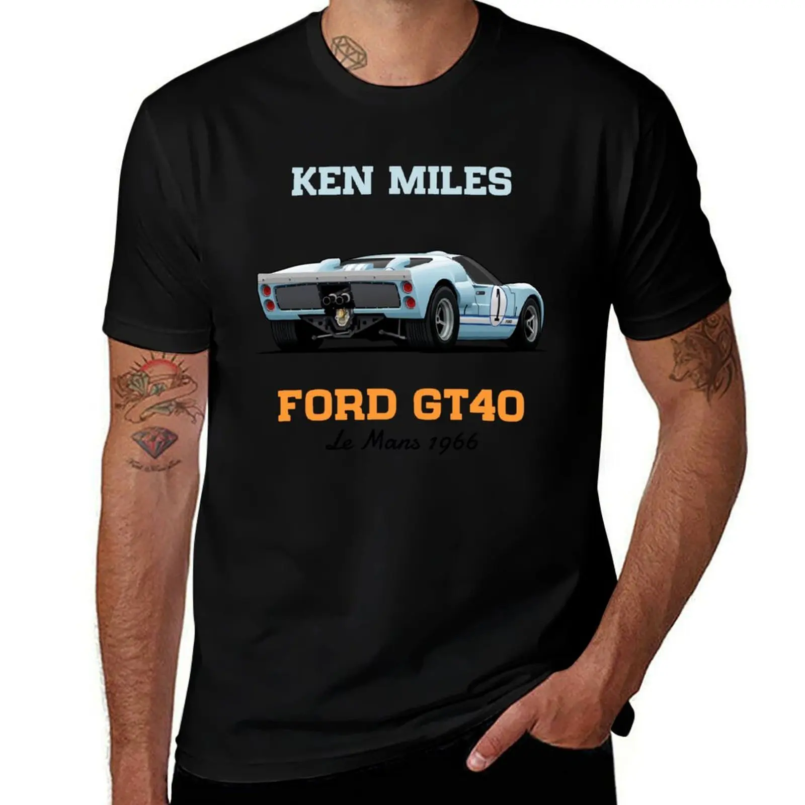 Ken Miles - Ford GT40 Le Mans 1966 티셔츠, 여름 상의, 오버사이즈 티셔츠, 남성 챔피언 티셔츠