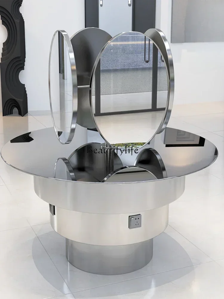 

Asmt14 New Hair Cutting Mirror Stainless Steel Hot Dyeing Dressing Table Single-Sided Double-Sided Floor Mirror for Hair Salon