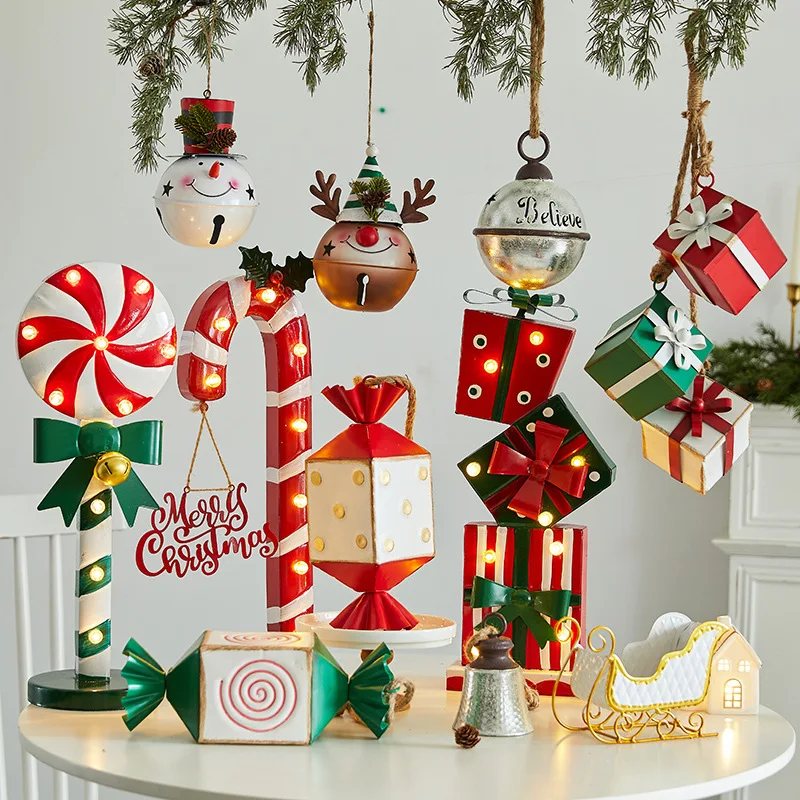 Christmas new luminous iron candy cane  decoration ornament shopping mall window scene layout