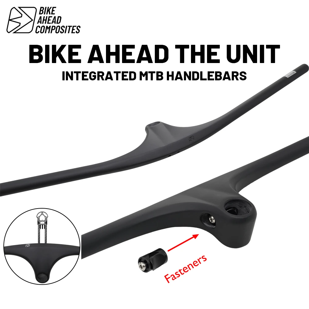 Bike Ahead THE UNIT Carbon MTB Integrierter Lenker-Vorbau 740-760mm Einteiliges Cockpit XC Trail Downcountry Ultraleichter Carbon-Lenker