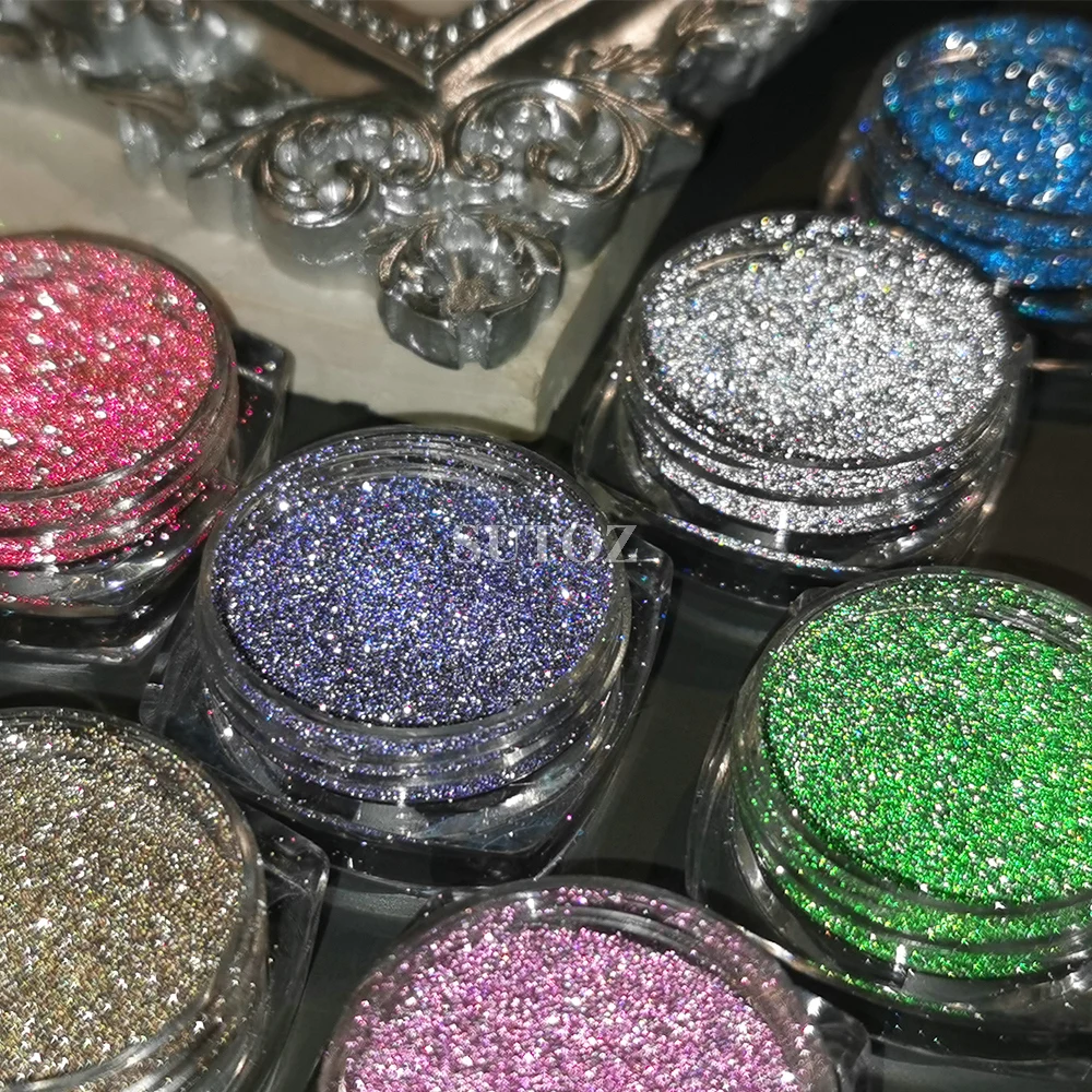 4 Stks/set Reflecterende Glitter Nagelpoeder Zilver Sparkle Flash Diamant Pigment Stofsuiker Effect Dip Poeder Manicure Decoratie