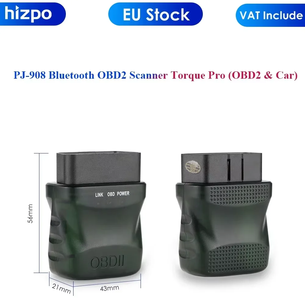 Hizpo Marken-Shop Auto-Monitor PJ-908 Bluetooth OBD2 Scanner Torque Pro für Stereo GPS Autoradio Head Unit Audio Video DVD Auto-Scanner Mini ELM327 Bluetooth Adapter OBD2 Auto-Diagnosegerät Scan-Tool