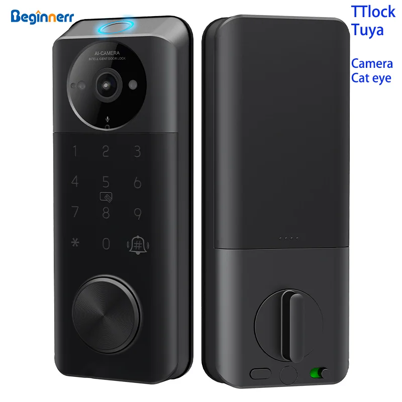 IP65 Waterproof Camera intercom Smart deadbolt door lock TTlock tuya wifi Fingerprint Code Alexa Google home Digital door lock