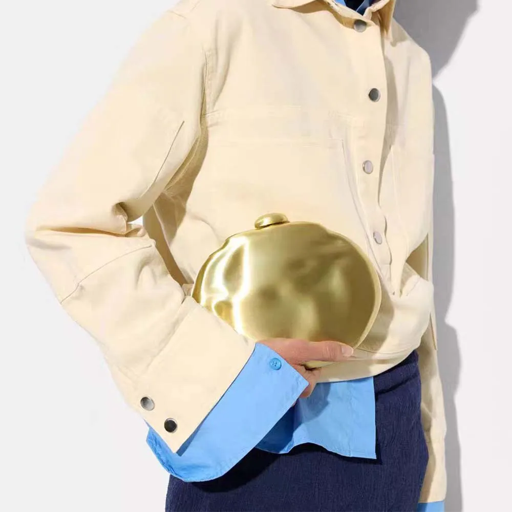 

Fashion Metal Box Clutch Evening Bag Chain Handbag for Women Stylish Designer Party Purse