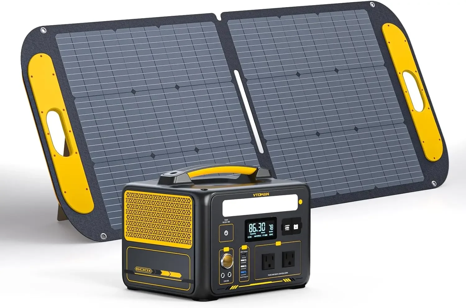 

600W Solar Generator with Panels Included, 299Wh Durable LiFePO4 Portable Power Station with Up to 1200W AC Outlet, Jump Starter