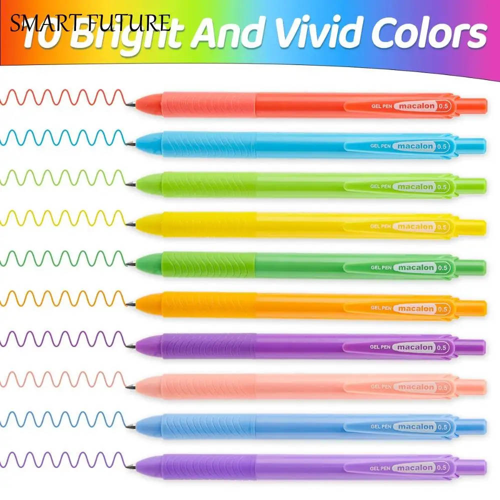 

10pcs Retractable Fine Tip Colored Gel Pen Marker pen Quick Dry Art Drawing Pen Press 0.5mm Student Writing Pen Journals