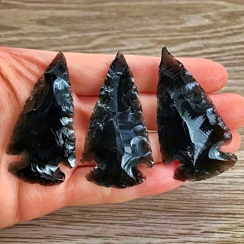 Natural Obsidian Arrowhead Pendant  Hand-Carved Natural Stone Charm for Necklace Keychain Bag Bohemian Style Unisex Jewelry