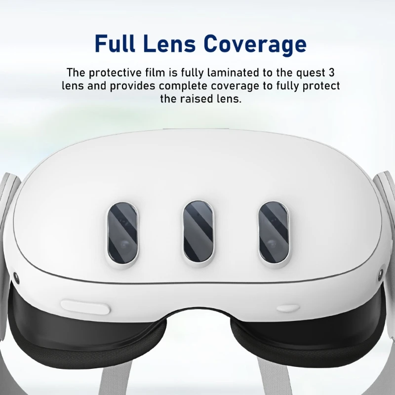 Lens Films Hard Sleeves Cover for Quest3 Headset Protective Films Tempered Glass Lens Guards Set