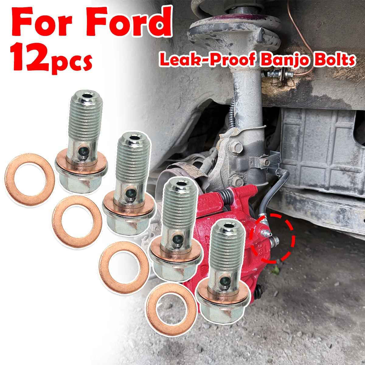 

2kit Rear Left Right Caliper Hose Lines Banjo Fittings Bolts Sealing Washers For Ford Kuga MK2 2012 2013 2014 2015 2016 -2019