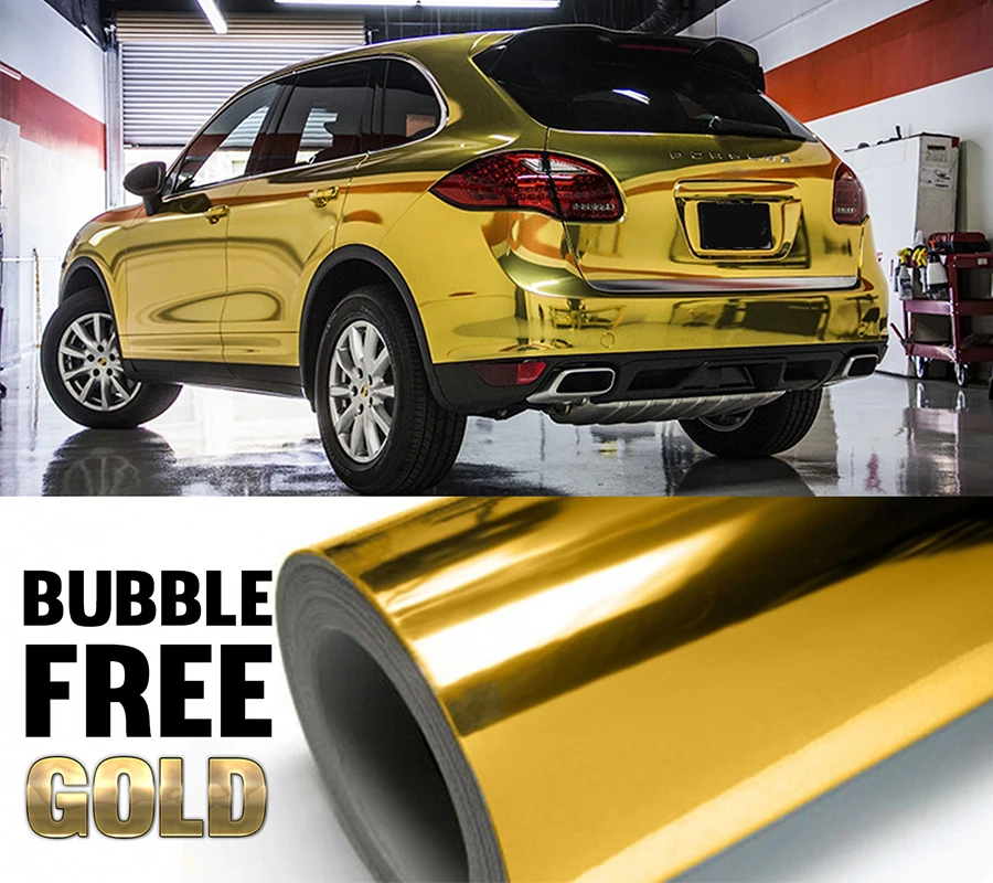 

30cm X150cm Gold Golden Chrome Mirror Wrap Vinyl Covering Film Sticker Decal Roll Sheet with Air Bubble Free 12in X 60in