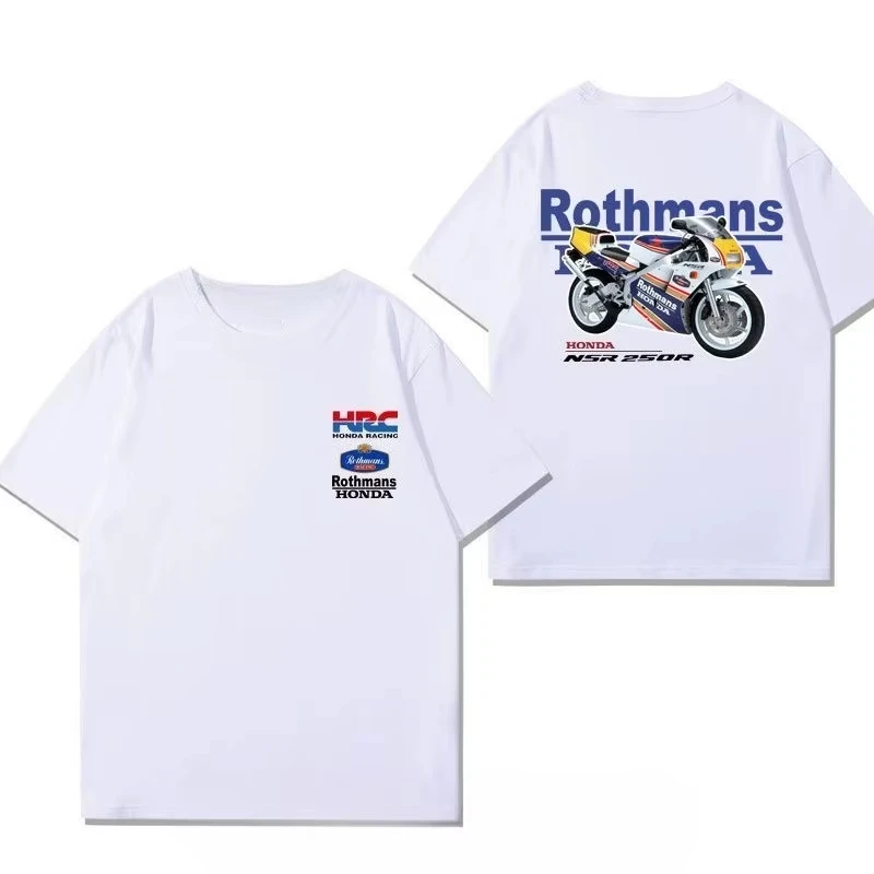 

Honda Trendy Hot Items Motorcycle Men's T-shirt Classic Two-stroke Mood Motorcycle Printed Cotton Round-neck Casual Top