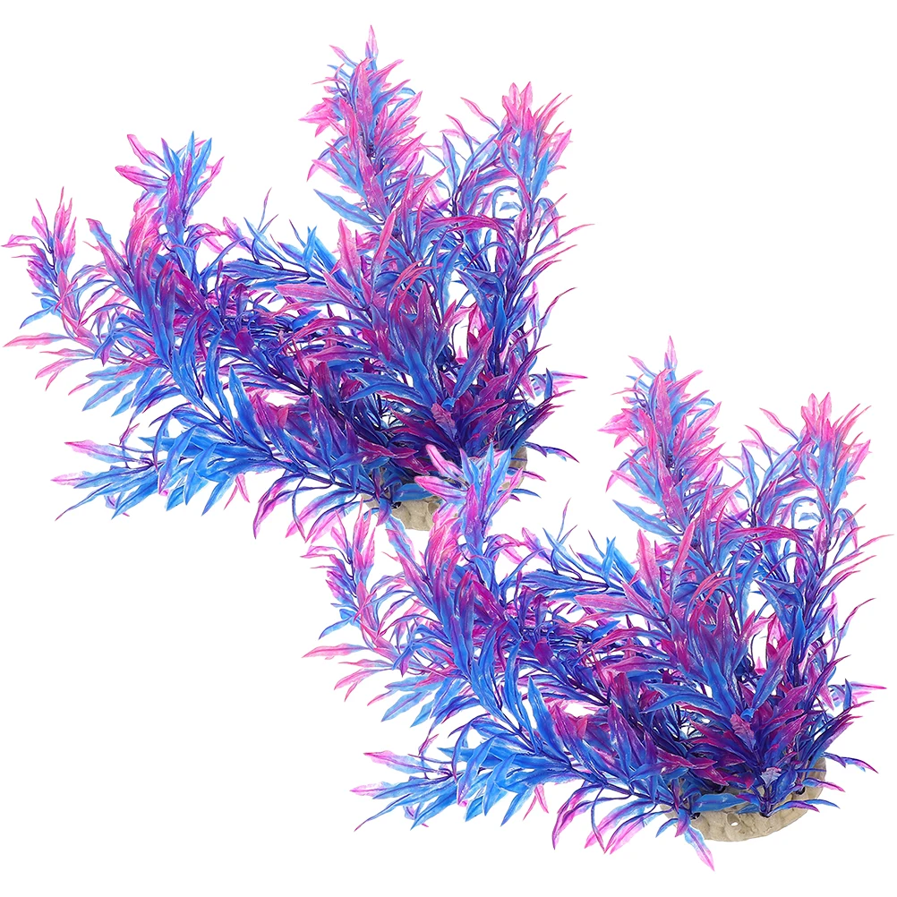 

2pcs Green Artificial Fish Tank Plants Fake Aquarium Plants Plastic Ornament For Reptile Terrarium Decoration Water Grass