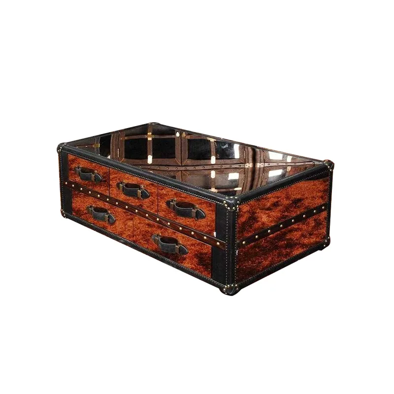 

Black titanium 8K mirror, stainless steel, rectangle, coffee table, chest, living room