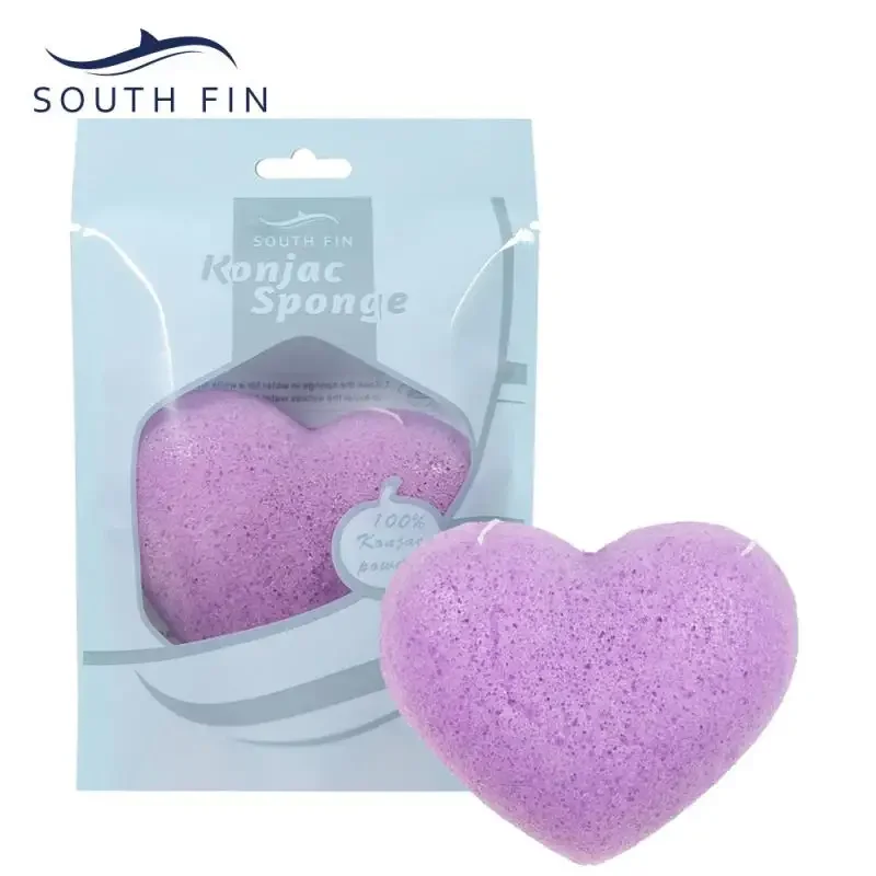 Color Heart-shaped Natural Soft Konjac Facial Puff Face Cleanse Washing Sponge Exfoliator Cleansing Sponge Puff Skin Care Tool