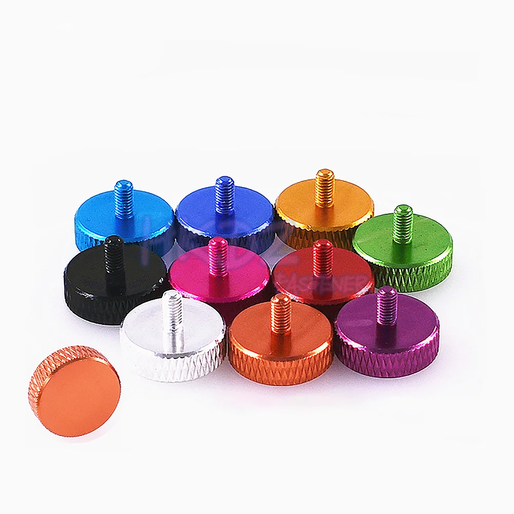 

M3x6mm DIY Decorative Hand Screws Color Aluminium Knurled Flat Round Head Thumb Screws Bolt PC Computer Case