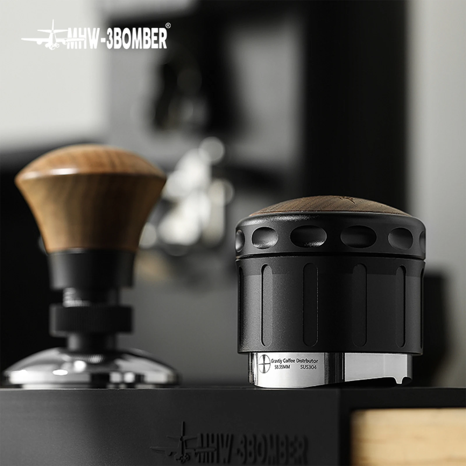 MHW-3BOMBER Adaptive Height 58.35mm Coffee Distributor & Adjustable Depth Espresso Tamper Home Barista Leveler Tool Accessories