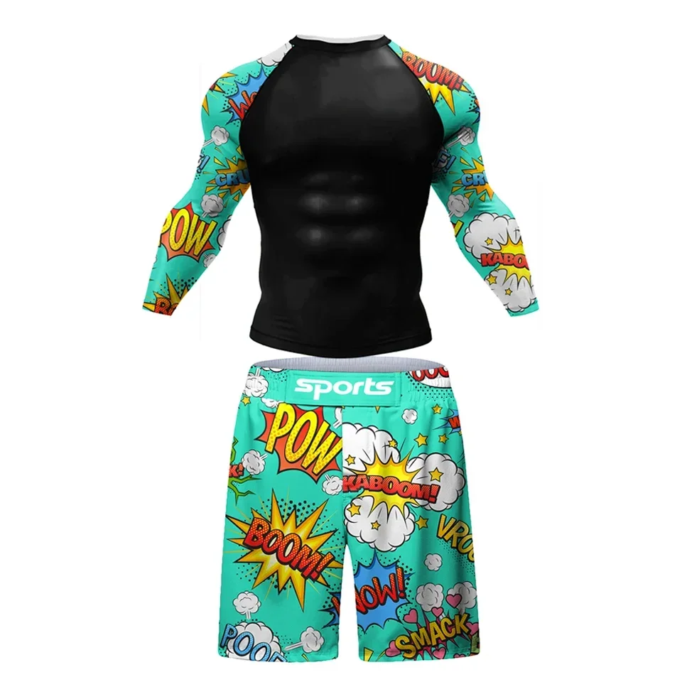 Heren Compressie Hardloopset Mma Boxing Bjj Rashguard Training Sportkleding Bodybuilding Fitness Gym Kleding Trainingspak