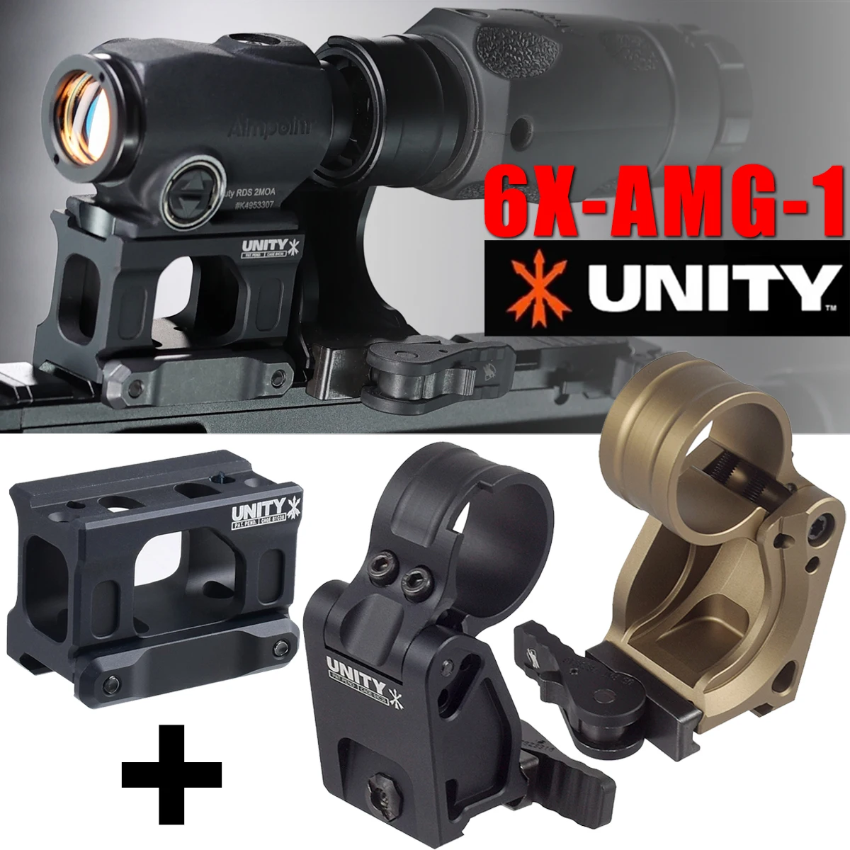 

FTC CNC UNITY MOUNT For 6X-Mag-1 2.26" A*mpo Magnifier 558 EXPS Foldable H01 H02 Base Scope Sight Fast Mount Aluminum QD Mount