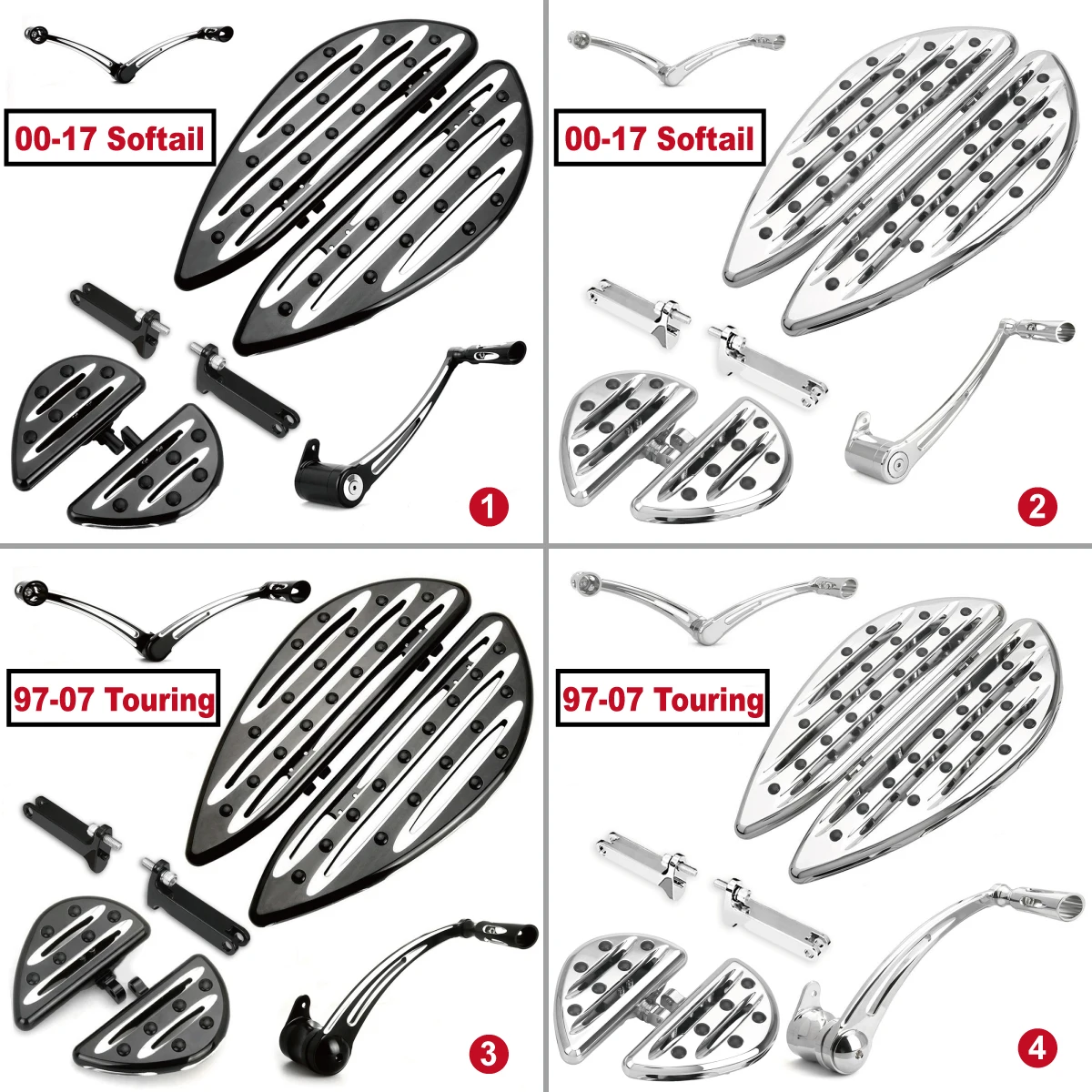 

For harley touring softail floorboards+footpegs Shift Levers+passenger pegs+brake Pedal for harley FLHX FLHR FLTR FLHC footboard