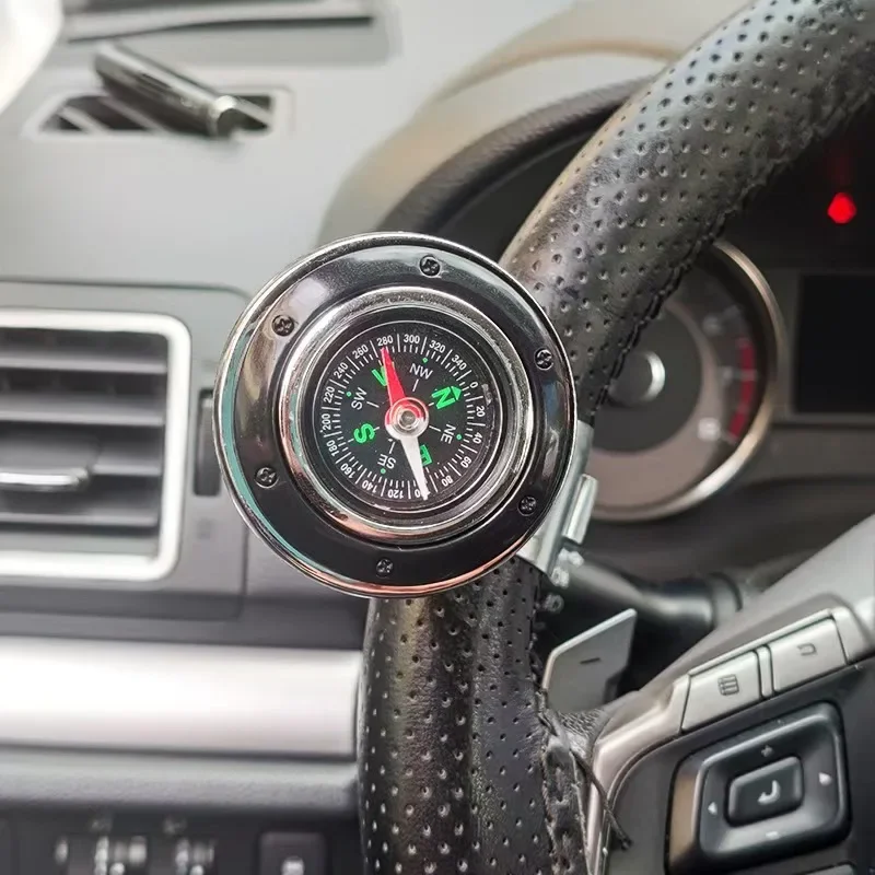360° Rotate Steering Spinner Knob Built-in Compass Labor Saving Single Hand Drive Universal Car Interior Auxiliary Accessories