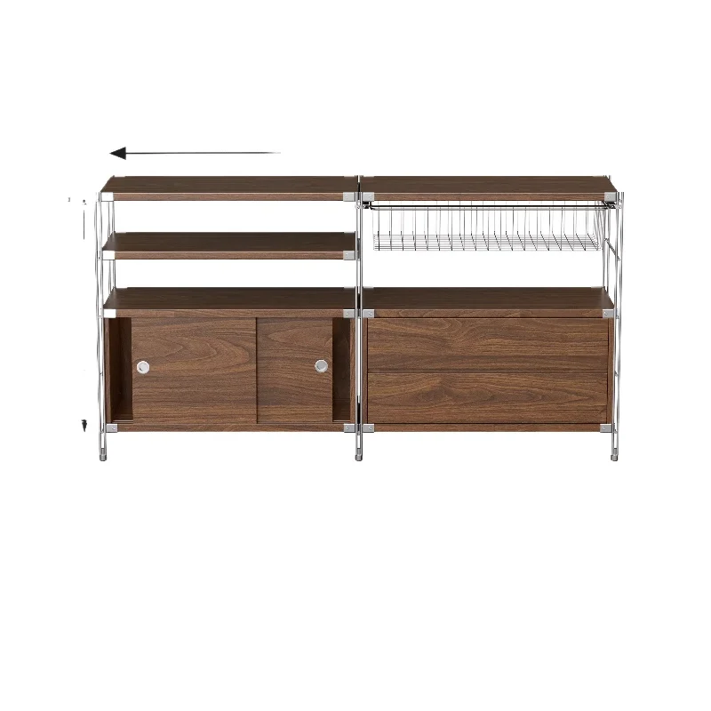 LMM antique style wall integrated locker household living room Italian solid wood multi-layer storage cabinet