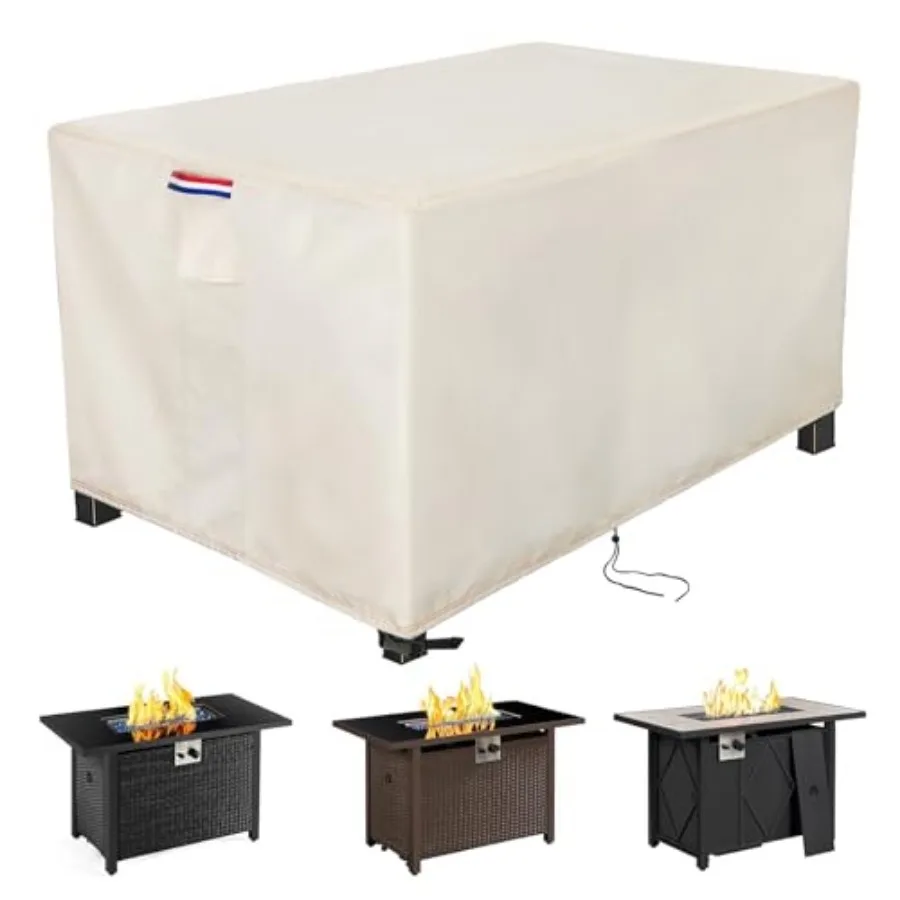 

Fire Pit Cover Rectangular 60 Inch - Waterproof Outdoor Fire Table Cover Rectangle Heavy Duty, 600D Patio Propane Gas Firepit C