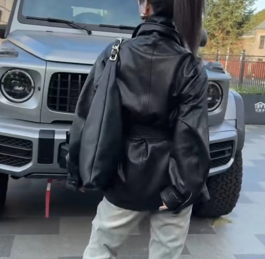 秋冬新作 Sle レディース ルーズ スリミング レザー ジャケット シープスキン コート ミディアム丈 クールダウン ジャケット ファッショナブル