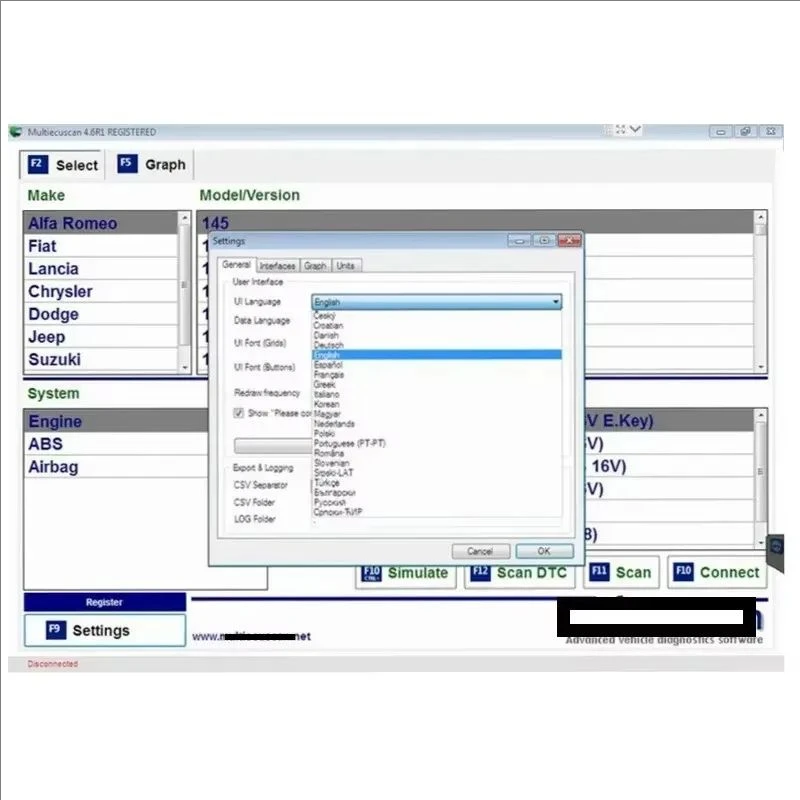 Multi-Ecu-Scan 4.8 Register Work With ELM327 Multi Ecu Scan V4.8 Multiecuscan V4.8 Software For Fiat Connector