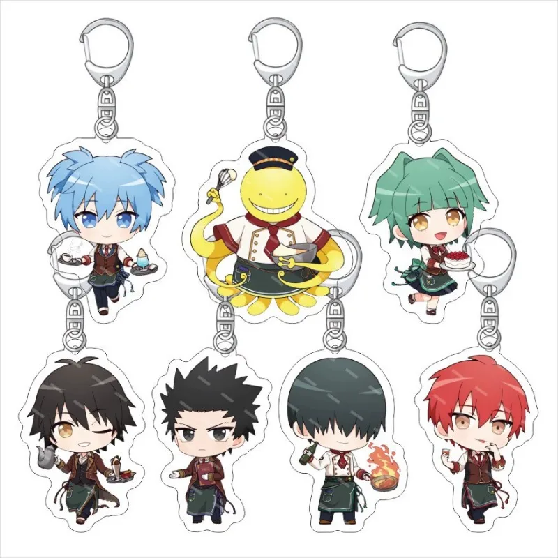 Anime japonés Assassination Classroom Octopus Teacher llavero acrílico llavero colgante joyería regalo figura llavero