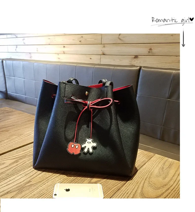 Disney Mickey Mouse ladies shoulder bag PU clothing accessories doll tote bag large capacity street business party fashion bag