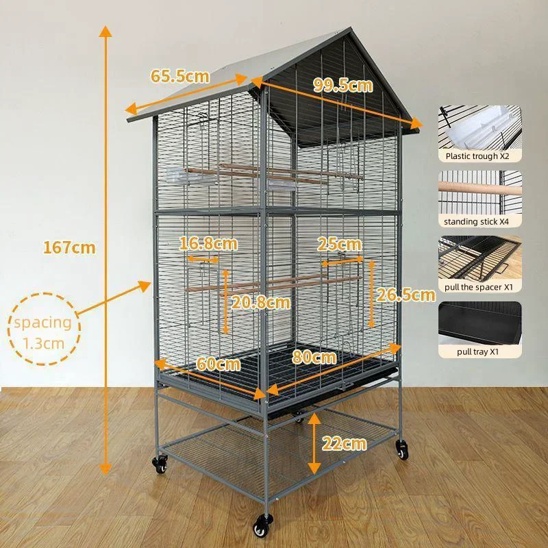 Jaulas para pájaros grandes de Metal, casa para loros y mascotas, transportadores para cría de aves, jaula para pájaros cuadrada plegable de 80x60x168cm