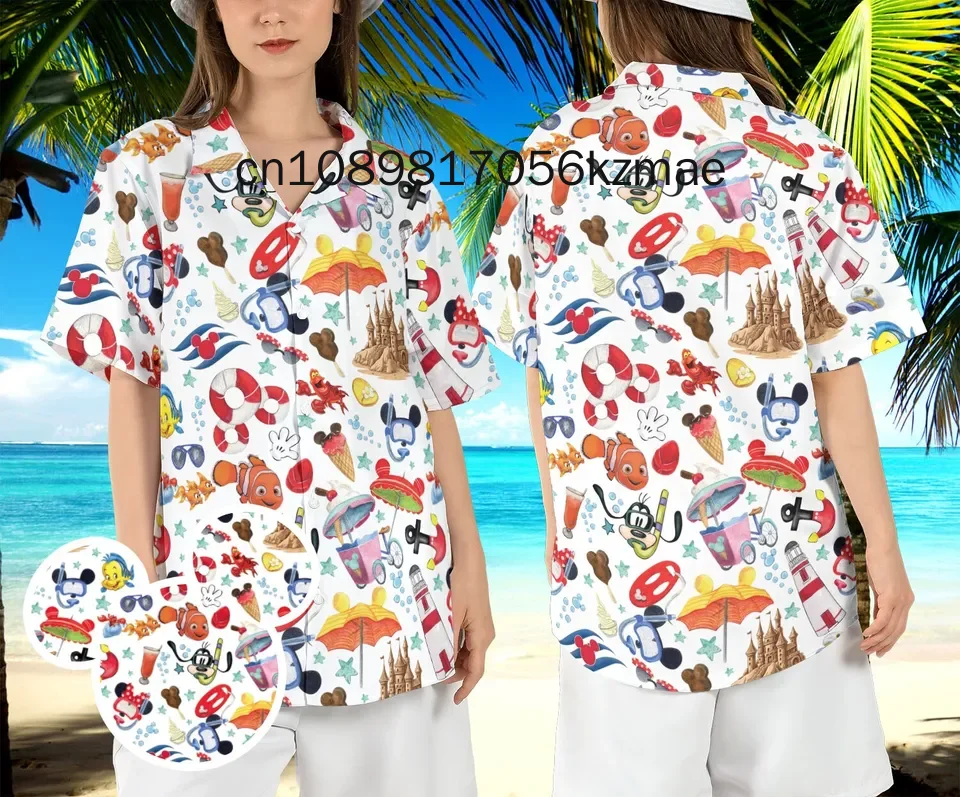 Disneyland Magic Kingdom Hawaiian Shirt Men's Women Short Sleeve Button Up Shirt Disney Hawaiian Shirt Casual Beach Shirt Kids