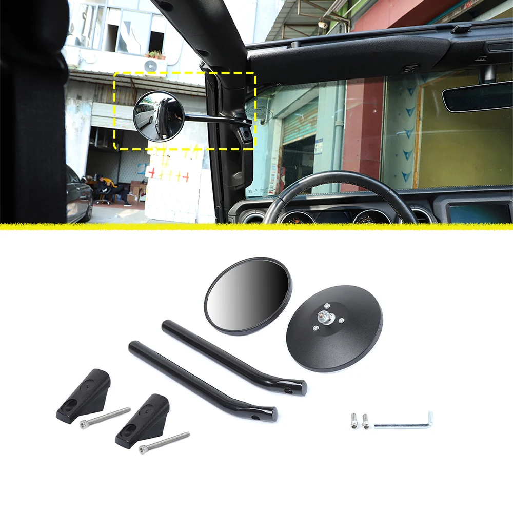 

A-Pillar Handle Reversing Mirror Blind Spot Mirrors for Jeep Wrangler JL Gladiator JT 2018-2023 Unlimited Car Exterior Accessory