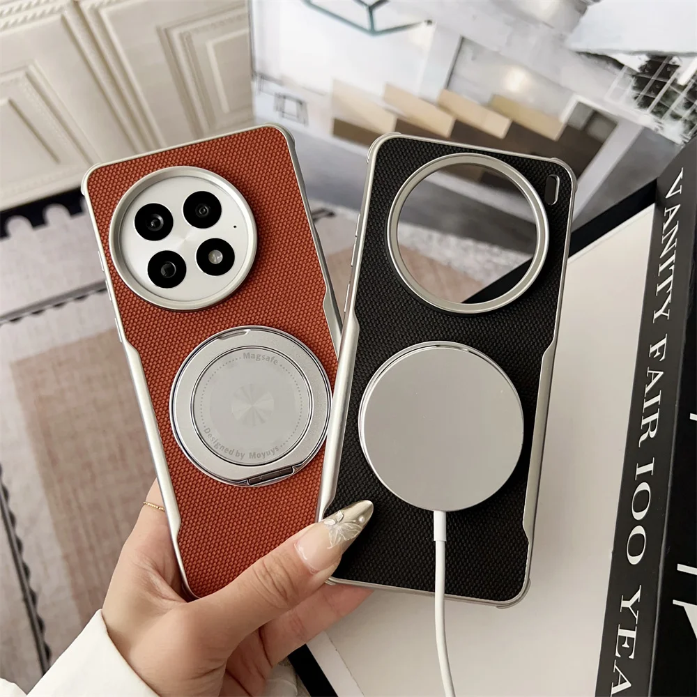 For OnePlus 13 Case Hard PU With Ring Stand Magnetic Protective Back Cover Case For OnePlus13 One Plus 1+13 Full Cover Shell
