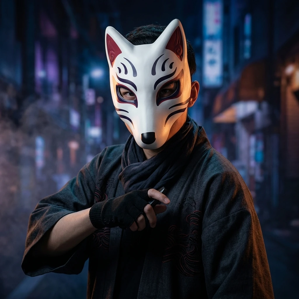 قناع ثعلب أسود وأحمر على طراز  - مراجعة Cosplay Material For Prop وسعره