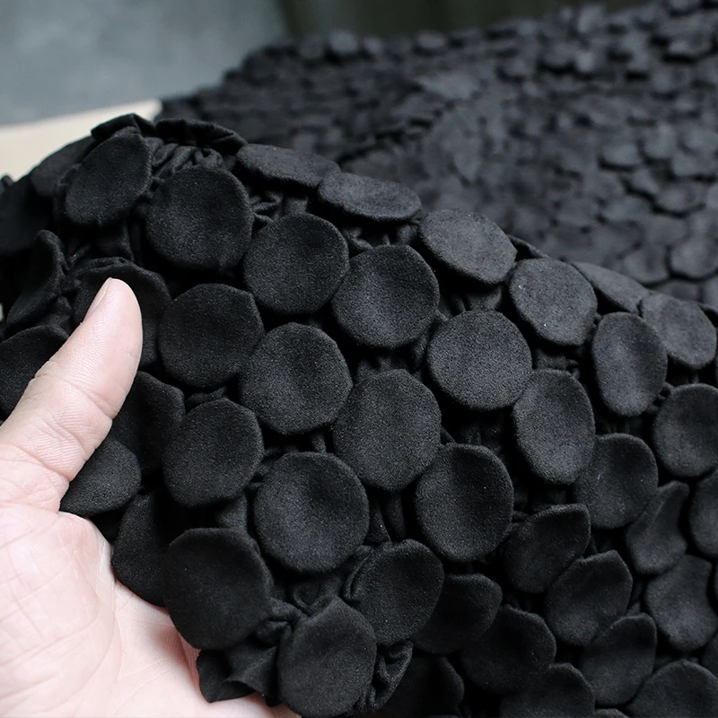 

Textured Fabric with Pleated 3D Circular Pleats Texture Jacquard Designer Fabric Creative Exaggeration Clothing Transformation