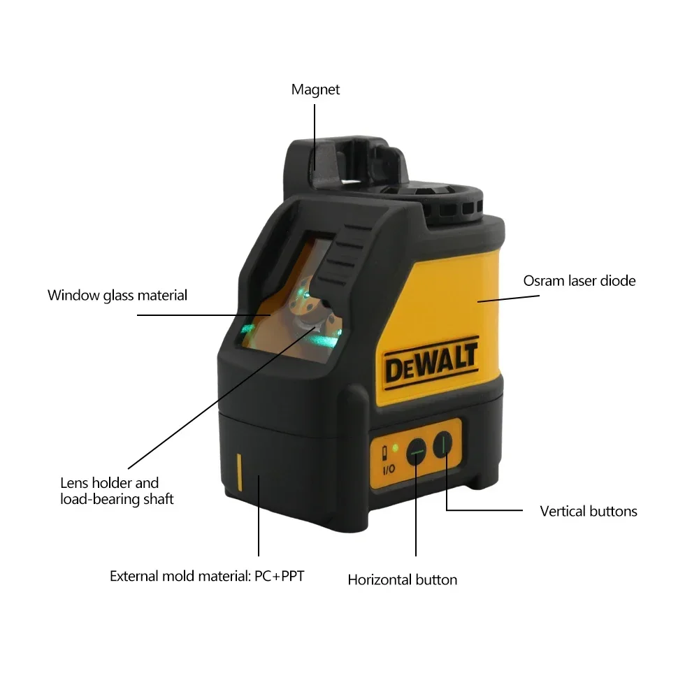 Dewalt dw088cg nível laser com case30m auto-nivelamento linha cruzada verde linha cruzada laser horizontal vertical nível de laser 2 linhas