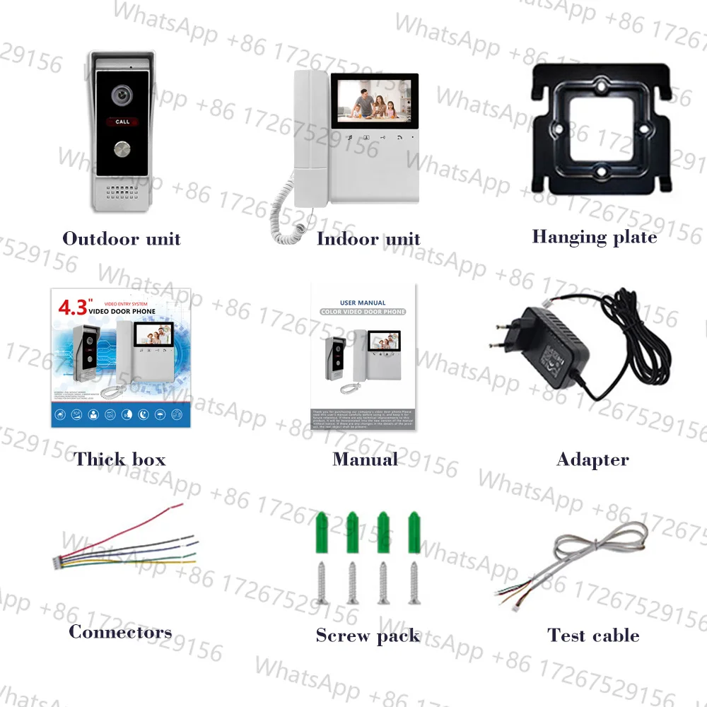 4.3Inch TFT Monitor  4 Wired Video Door Phone  IR Night Vision  Intercom Visual Doorbell Peephole Viewer Door Camera
