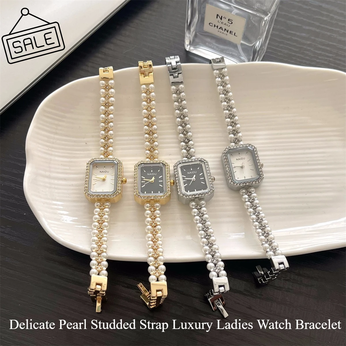 

Elegant Pearl Studded Strap Luxury Ladies Watch Bracelet Watch Korean Style Fashion Quartz Wristwatches Relojes Para Mujer 도매r