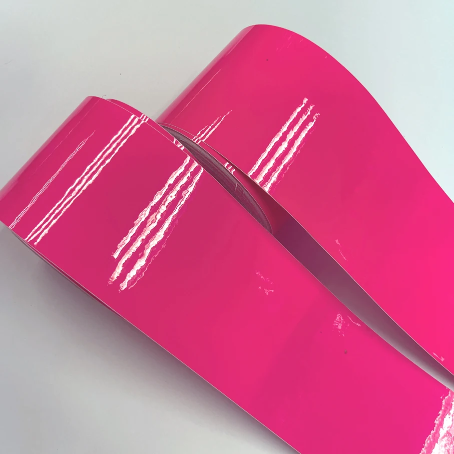 10cm de ancho alto brillo neón Rosa fluorescente vinilo envoltura pegatina hoja de película autoadhesiva de liberación de aire