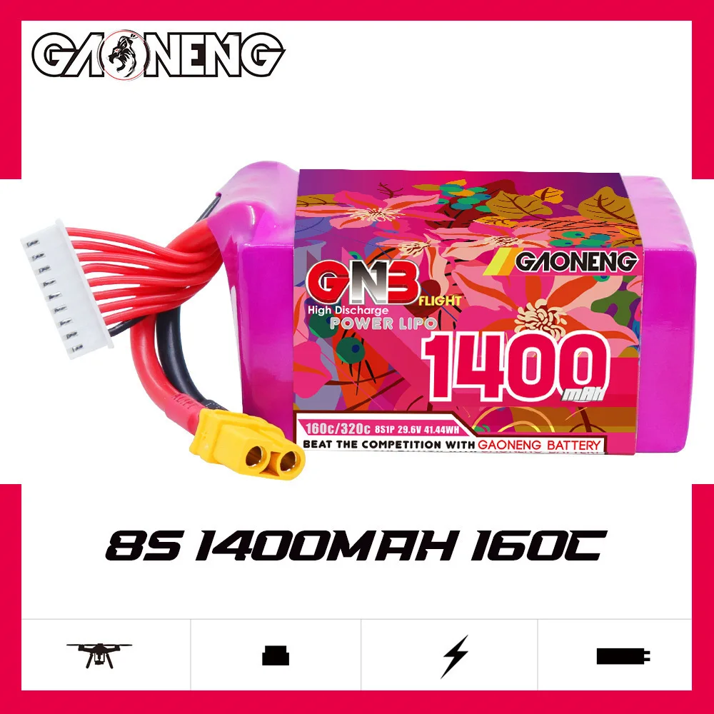 Original GNB 8S 29.6V 1400mAh 160C/320C LiPo Battery For Racing Drone FPV Aircraft Quadcopter Helicopter FPV Model Parts Hobby