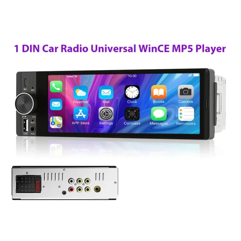 ESSGOO 6,36 Zoll Single 1 DIN Universal-Autoradio WinCE MP5-Player Kabelloses Carplay Android Auto USB/Type-C FM Freisprecheinrichtung Lenkradsteuerung Touchscreen Bluetooth-Panel-Drehknopf