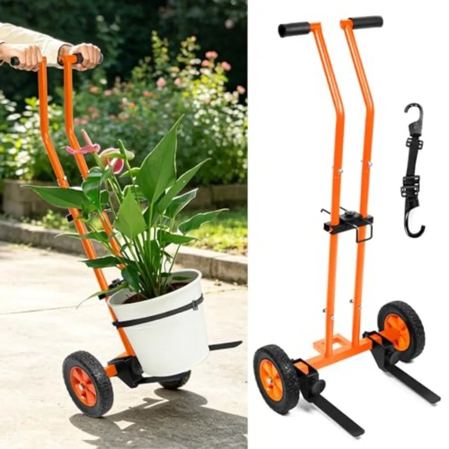 

Plant Caddy with Wheels for Garden Courtyard Office Indoor Outdoor Use, Heavy Duty Steel, Black, 175LBS Capacity with Adjustabl