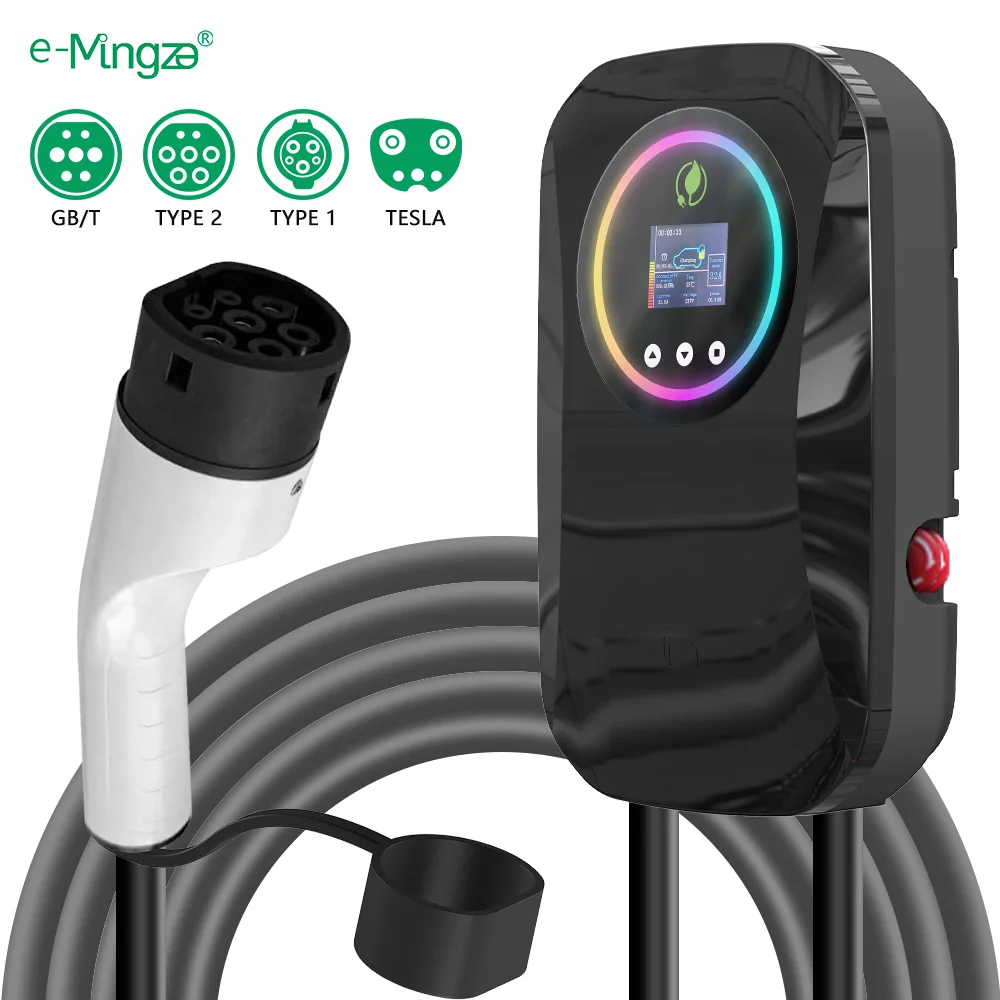 E-mingze Car Fast Charger Ac 1-Phase 3-Phase 11KW Ev Charger 7KW Wallbox Fast Car Charging Station 22kw Ev Charger