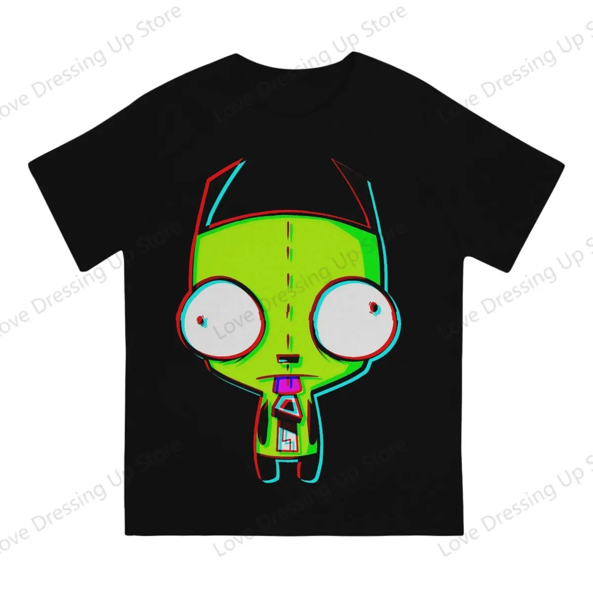 100% Cotton T-shirt Invader Zim Loose Men T Shirts GLITCH'D GIR Summer Sweat Absorption Casual Short Sleeves S-6XL