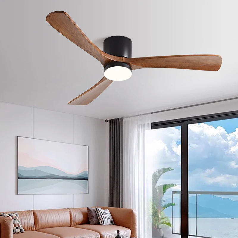 36 42 52 56 Inch Ceiling Fan Lights 3 Speed Adjustable Hardware Solid Wood Remote Control Ventilator for Living Room Bedroom