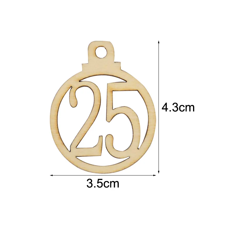 1-25 عيد الميلاد تقويم القدوم جوفاء الرقمية الخشب حلقة المعلقات الحرفية الخشبية شجرة عيد الميلاد الحلي مهرجان لوازم الحفلات